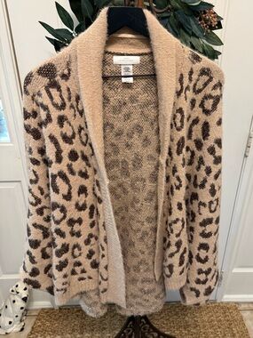 ND Neutral Leopard Print Animal Print Oversized Slouchy Poncho Cardigan Sweater